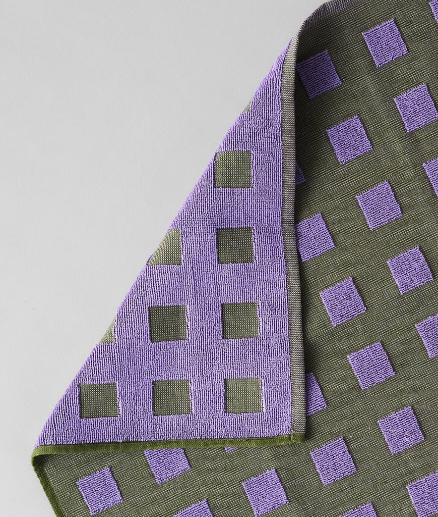 Squares Tea Towel (Olive/Lilac) by Wrap