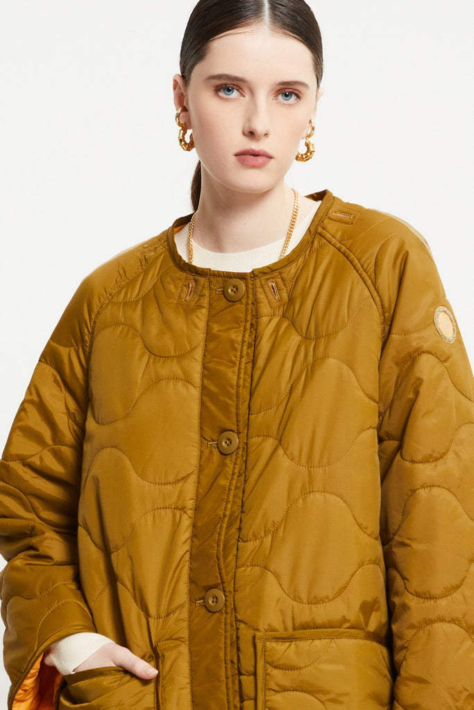 Quilted Puffer Long Jacket (Forest) by ottod'Ame