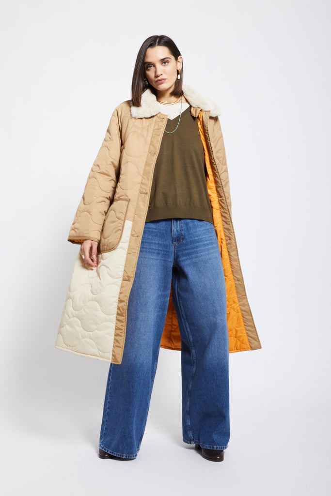 Quilted Puffer Long Jacket (Desert) by ottod'Ame