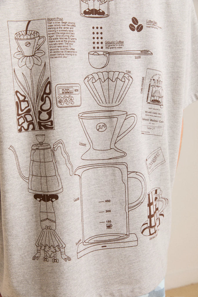Pour Over Coffee Tee (Grey) by Damson Madder