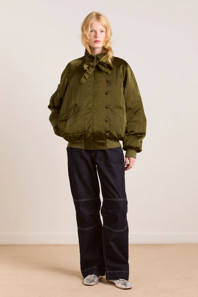 Joanie Bomber Jacket (Olive) by Damson Madder
