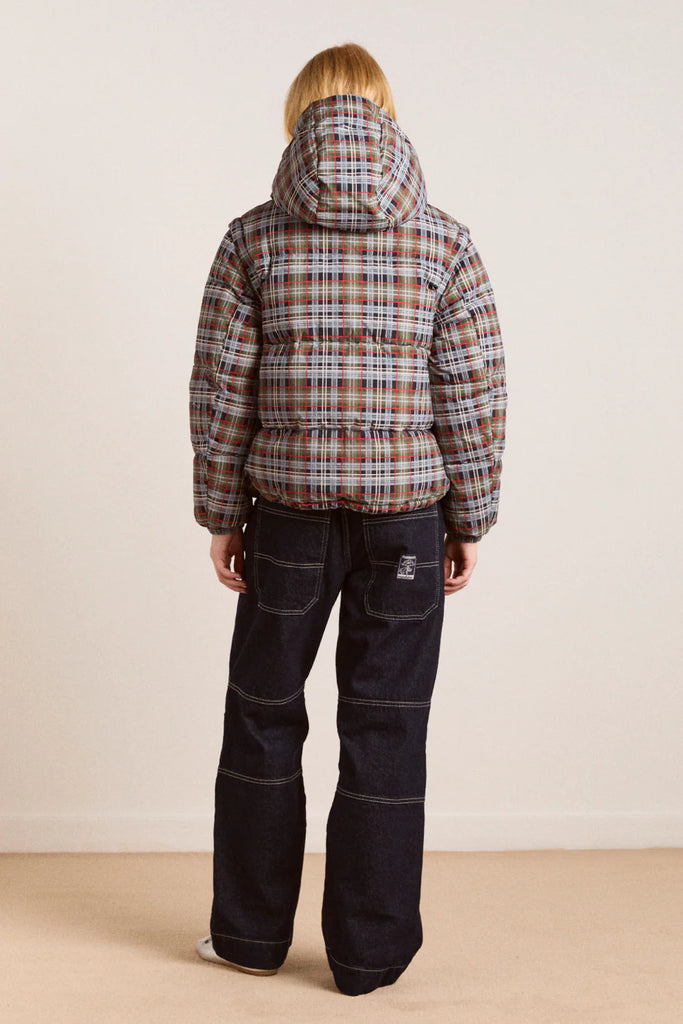 Pearl Hooded Puffer (Multi Check) by Damson Madder