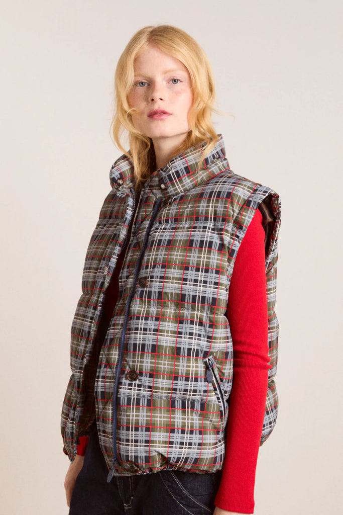 Pearl Hooded Puffer (Multi Check) by Damson Madder