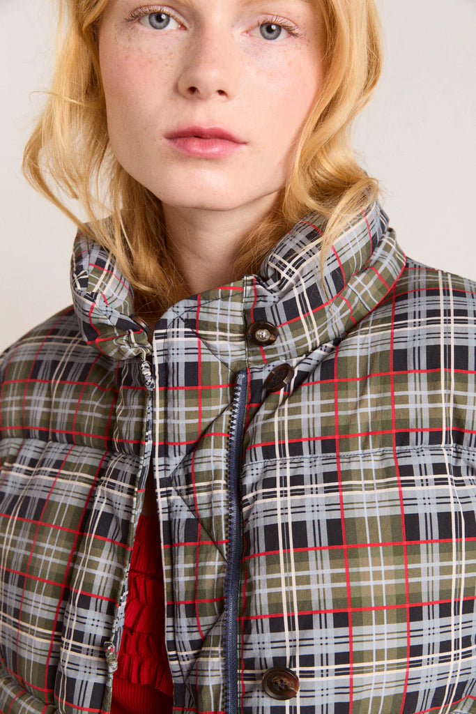 Pearl Hooded Puffer (Multi Check) by Damson Madder