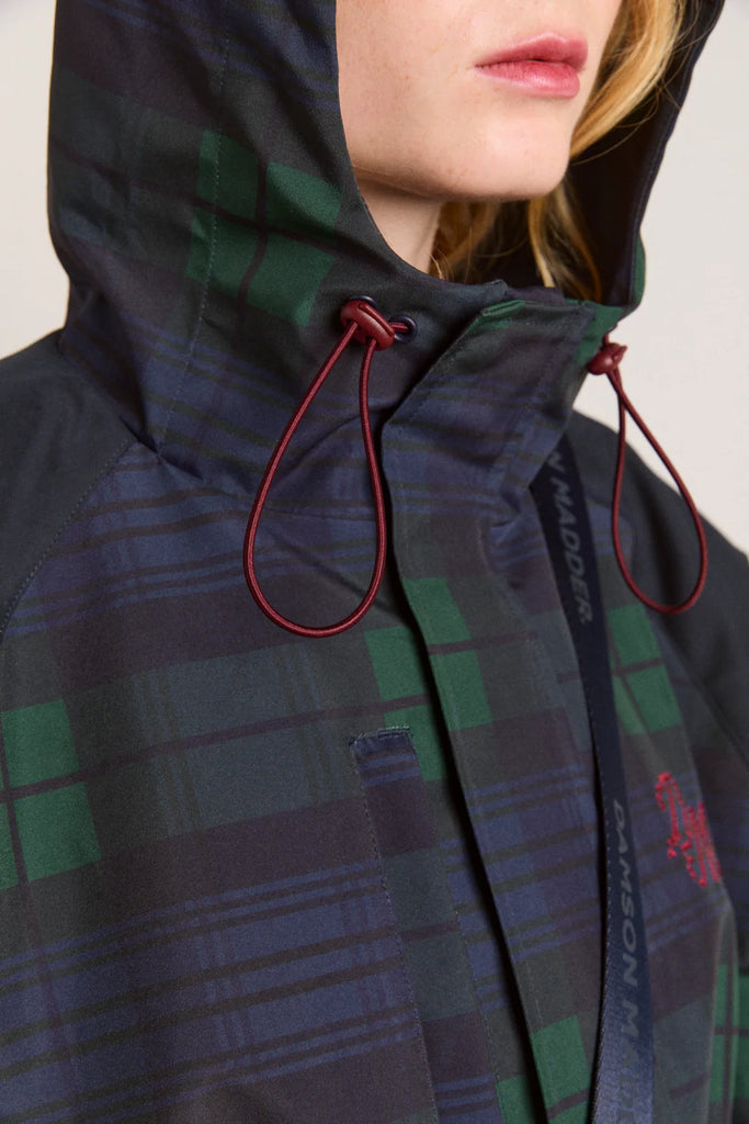 Liu Shower Resistant Raincoat (Navy Check) by Damson Madder