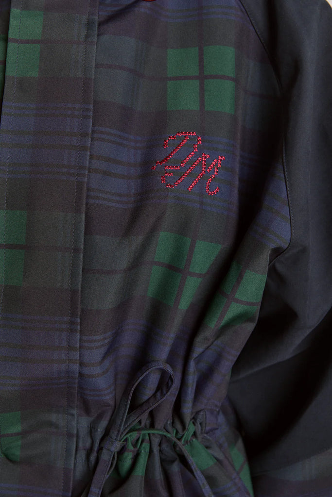 Liu Shower Resistant Raincoat (Navy Check) by Damson Madder