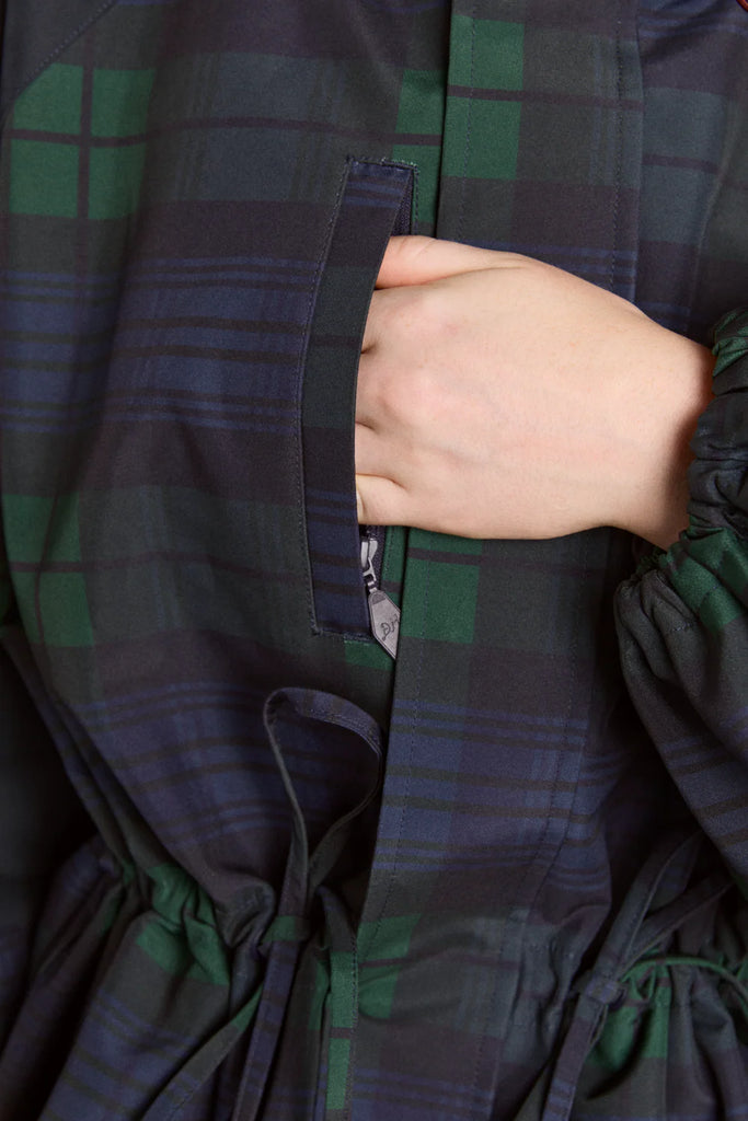 Liu Shower Resistant Raincoat (Navy Check) by Damson Madder