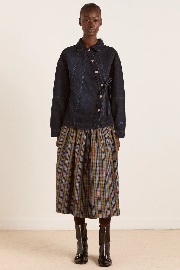 Josie Midi Skirt (Multi Check) by Damson Madder