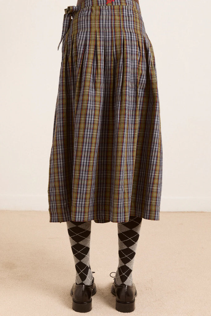 Josie Midi Skirt (Multi Check) by Damson Madder