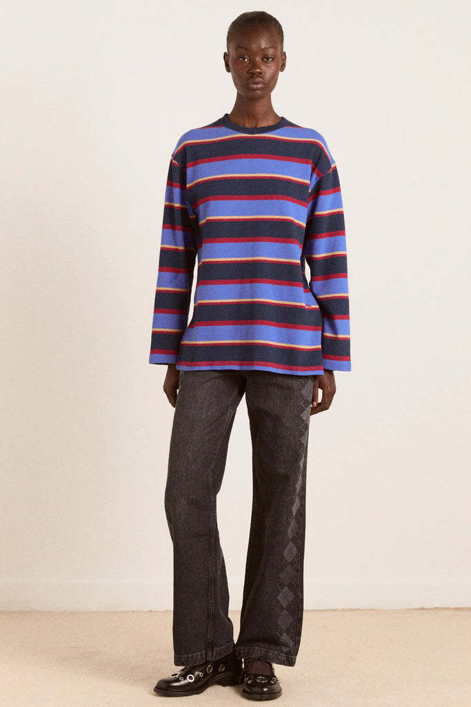 Ali Long Sleeve Tee (Blue Stripe) by Damson Madder