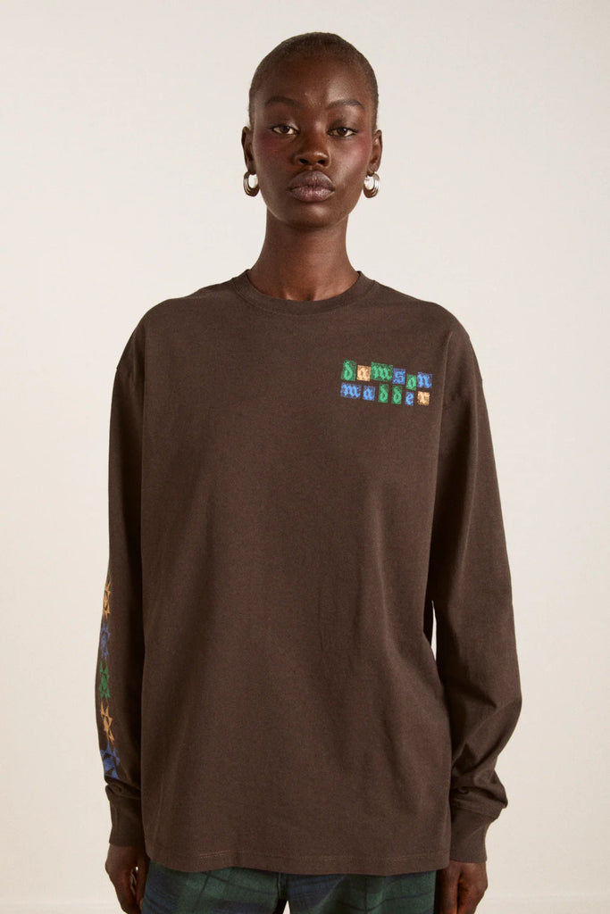 Patchwork Quilt Long Sleeve Tee (Coffee Bean) by Damson Madder