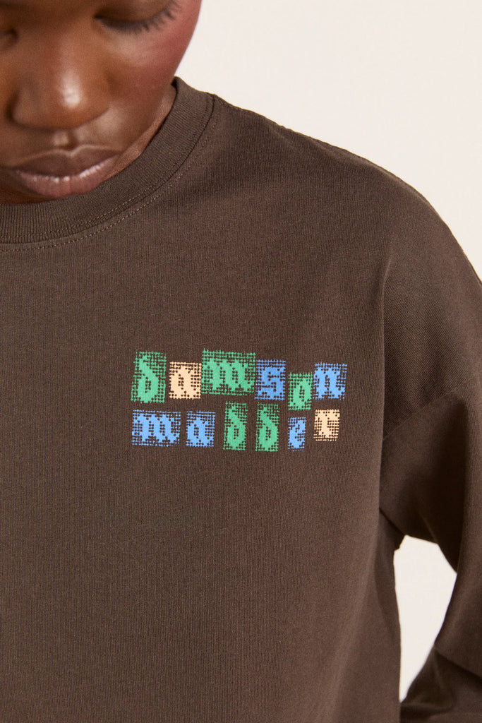 Patchwork Quilt Long Sleeve Tee (Coffee Bean) by Damson Madder
