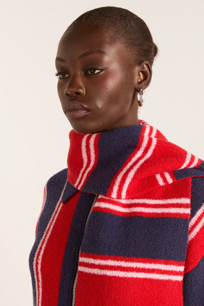 Bibi Scarf (Red/Navy Stripe) by Damson Madder