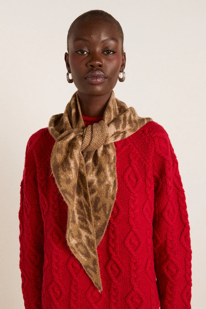Knitted Triangle Scarf (Leopard) by Damson Madder