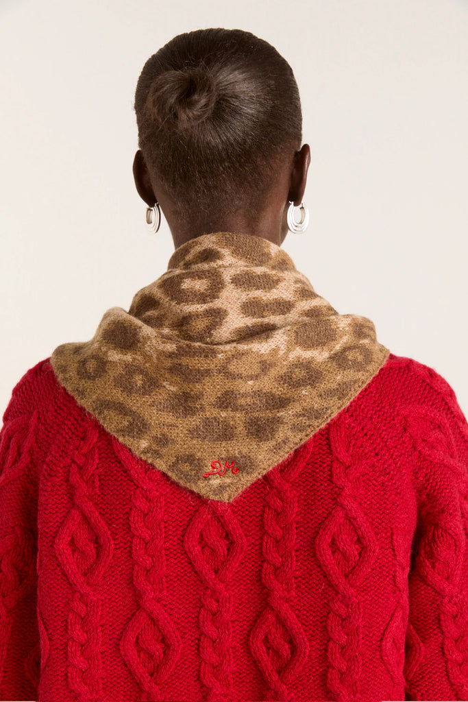 Knitted Triangle Scarf (Leopard) by Damson Madder