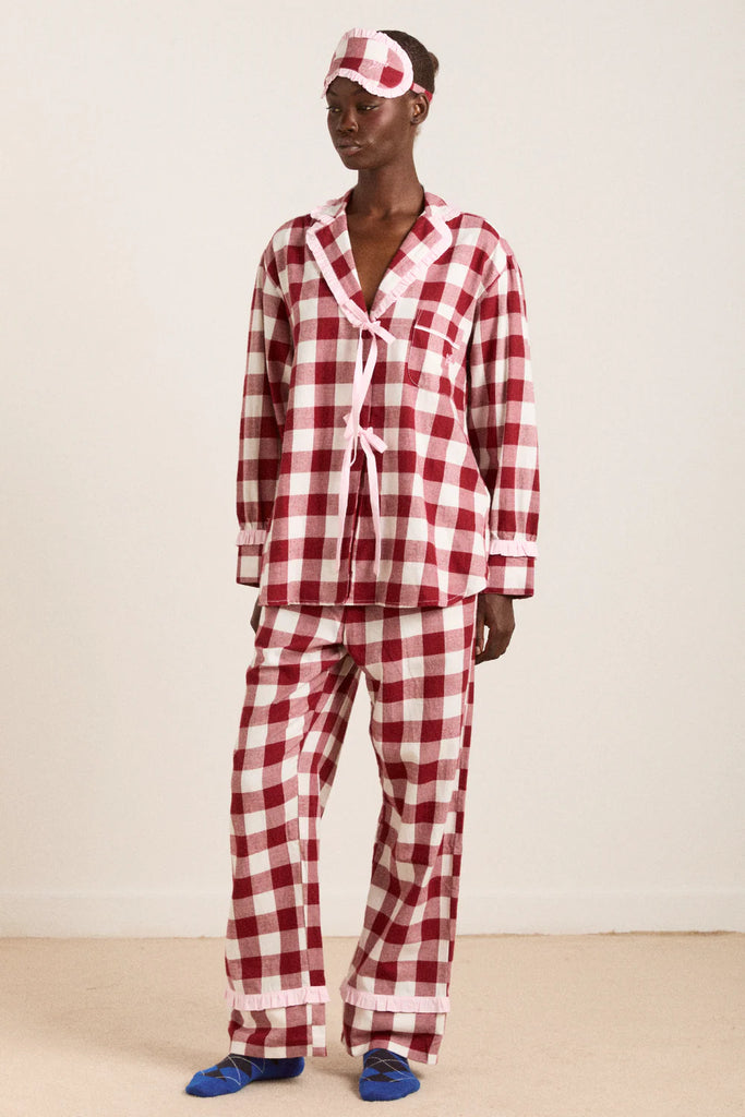 Antonella PJ Set (Burgundy Gingham) by Damson Madder