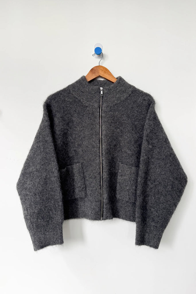 Alpaca Zip Front Jacket (Charcoal) by Le Bon Shoppe