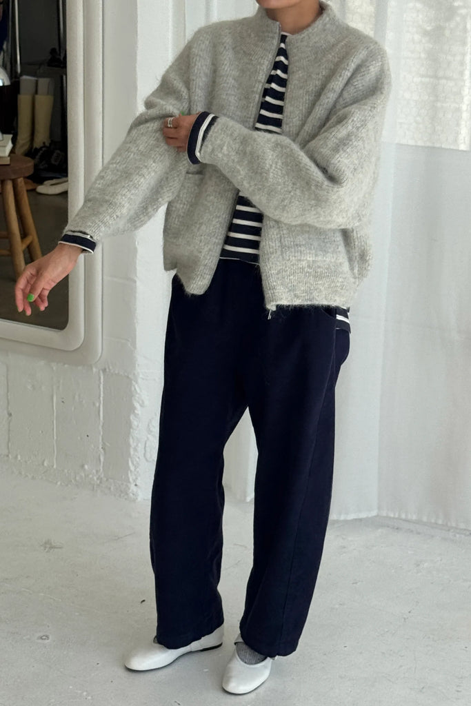 Alpaca Zip Front Jacket (Light Grey) by Le Bon Shoppe