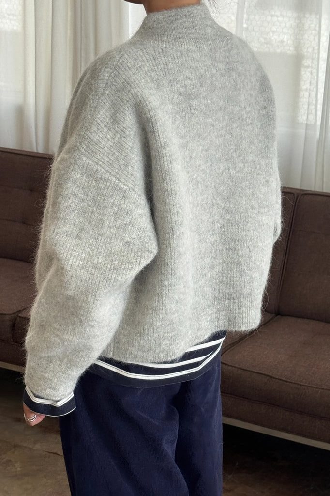 Alpaca Zip Front Jacket (Light Grey) by Le Bon Shoppe