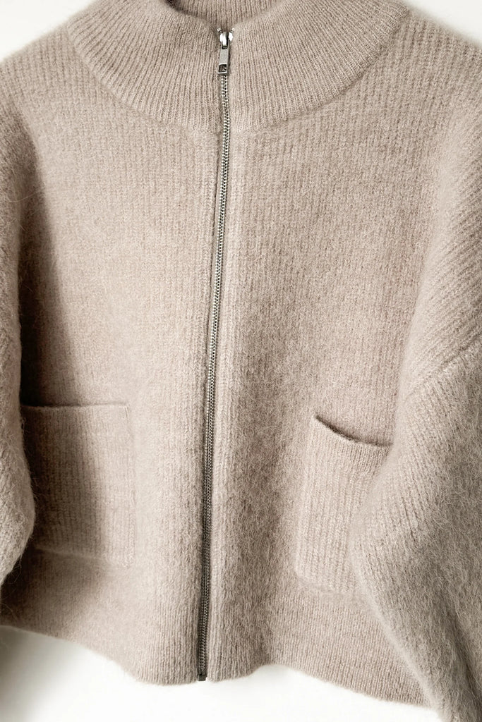 Alpaca Zip Front Jacket (Smoke) by Le Bon Shoppe