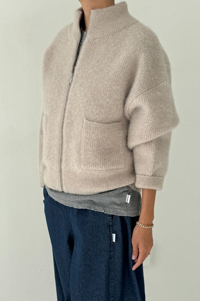 Alpaca Zip Front Jacket (Smoke) by Le Bon Shoppe