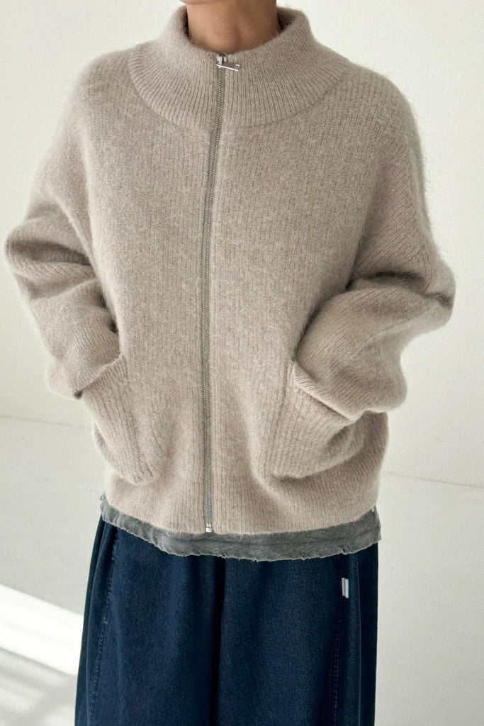 Alpaca Zip Front Jacket (Smoke) by Le Bon Shoppe