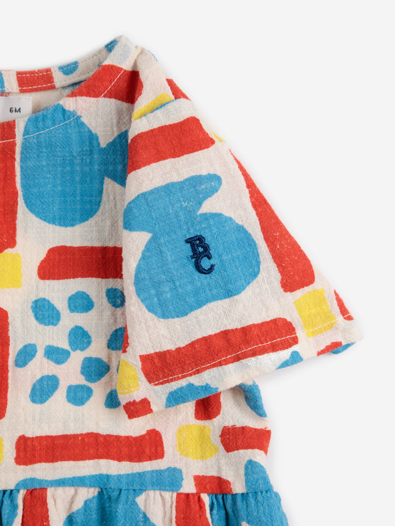 Geometric Game Woven Dress (Baby) by Bobo Choses