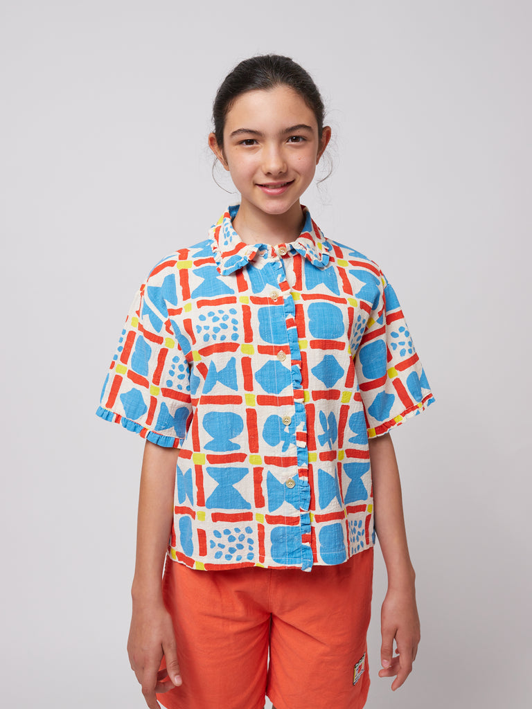 Geometric Game Woven Shirt (Kids) by Bobo Choses