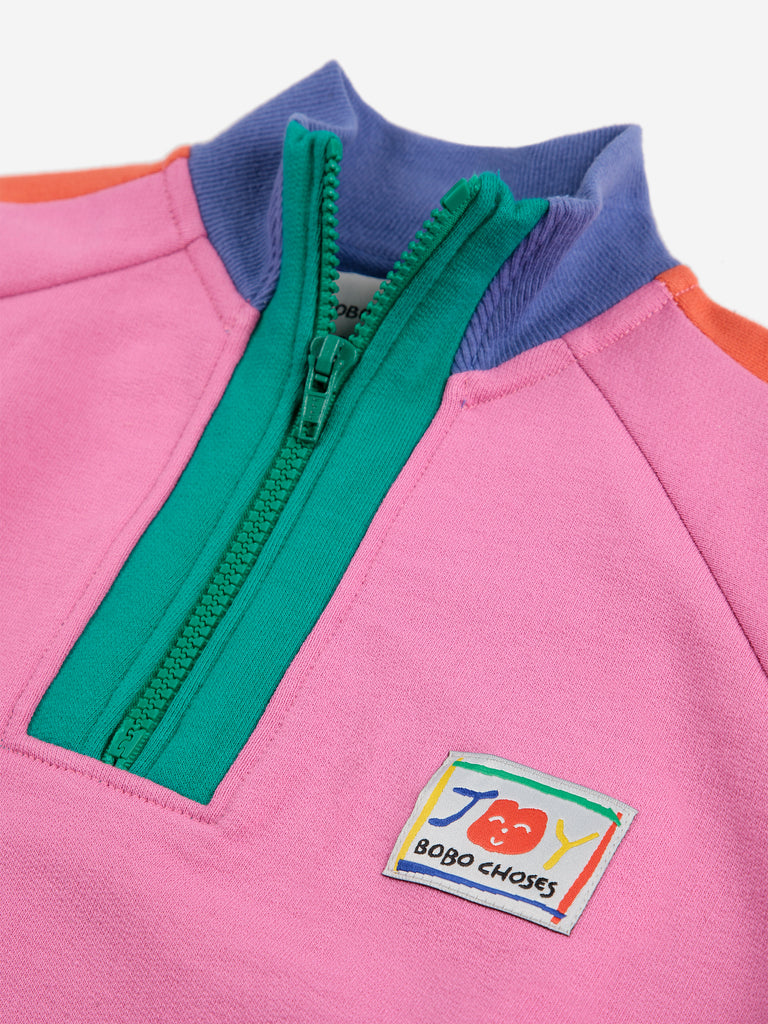 Smiling Color Block Zipped Sweatshirt (Kids) by Bobo Choses