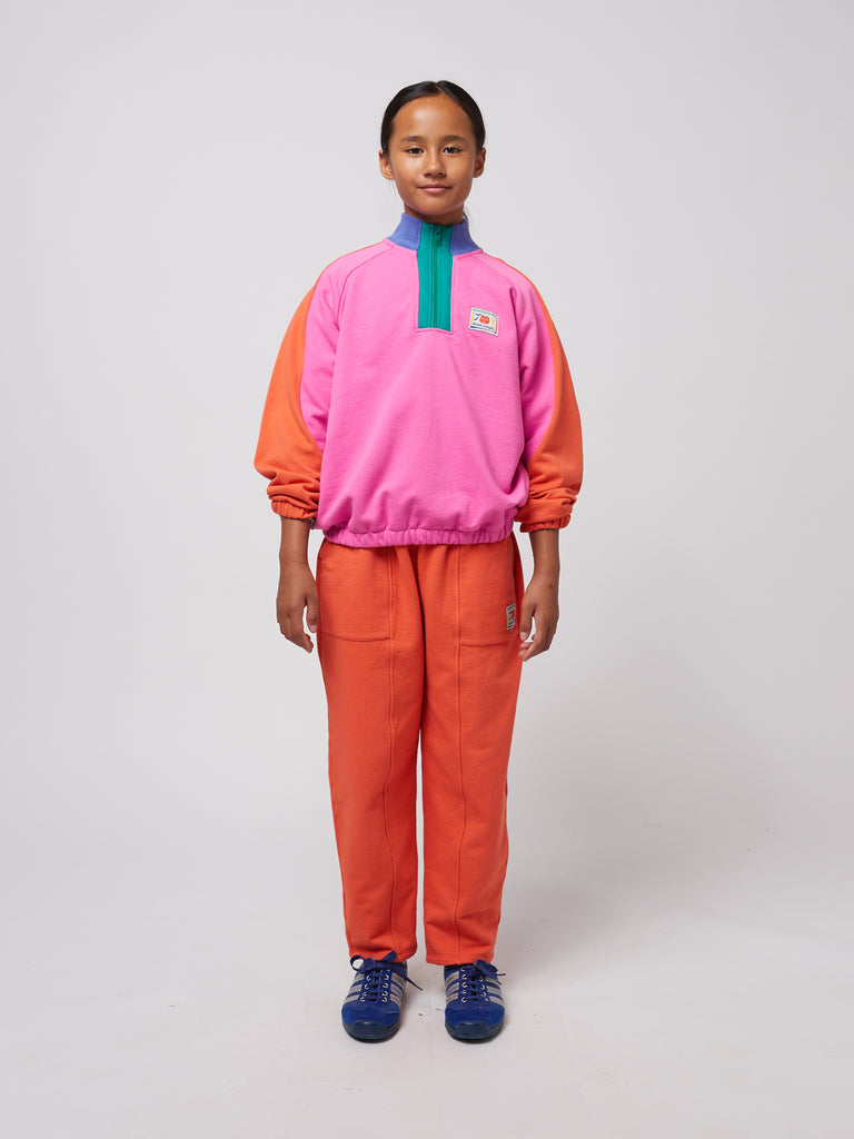 Smiling Color Block Zipped Sweatshirt (Kids) by Bobo Choses