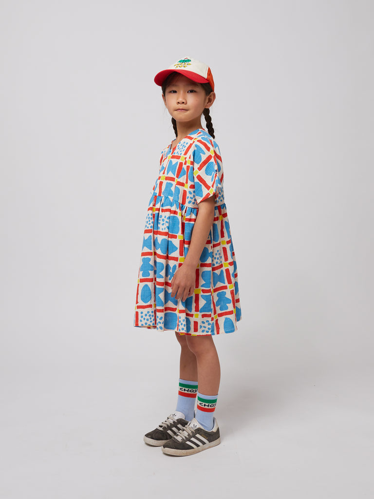 Geometric Game Woven Dress (Kids) by Bobo Choses