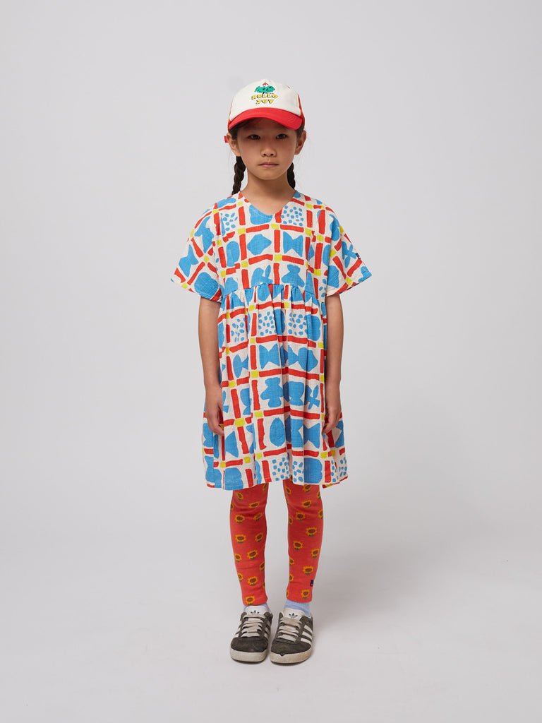 Geometric Game Woven Dress (Kids) by Bobo Choses