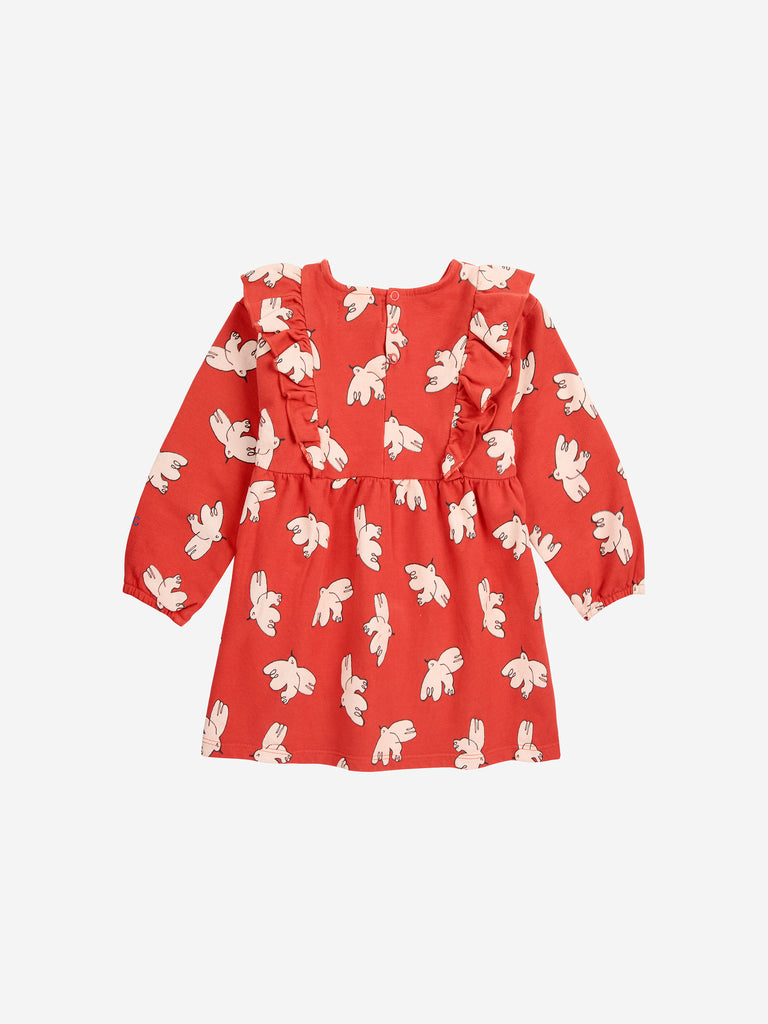 Freedom Bird Ruffle Dress (Baby) by Bobo Choses