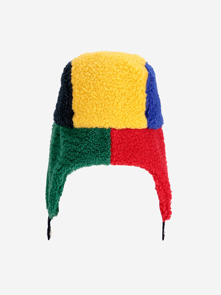 Color Block Sheepskin Chapka (Baby) by Bobo Choses