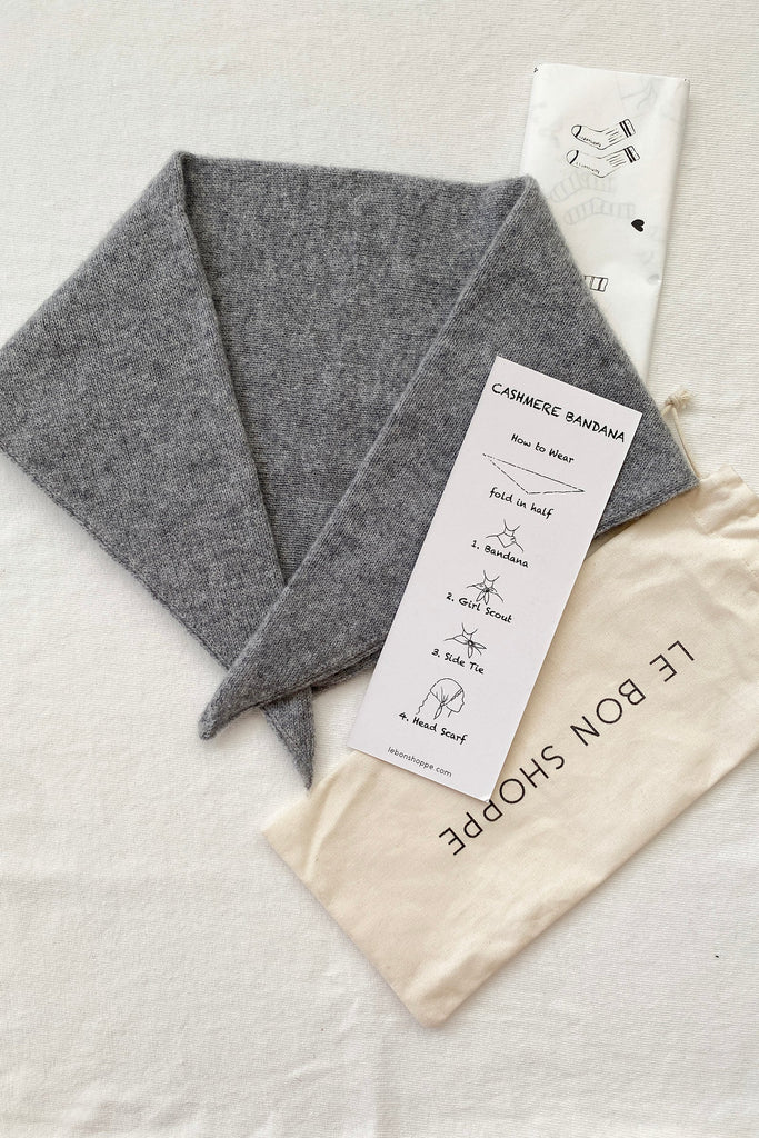 Cashmere Bandana (Heather Grey) by Le Bon Shoppe