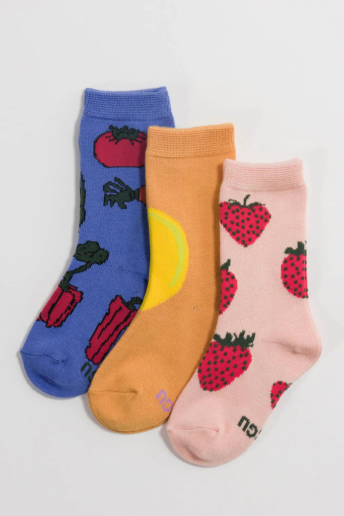 Kids Crew Sock Set (Fruits & Veggies) by Baggu