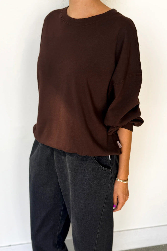 Cali Jersey Sweatshirt (Dark Cacao) by Le Bon Shoppe