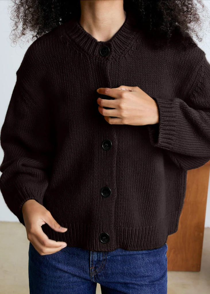 Emma Wool Cardigan (Chocolate) by surprise