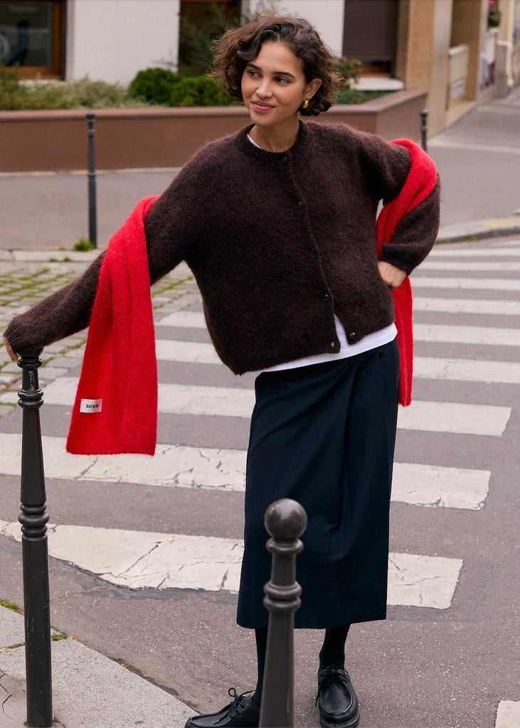 Olivia Mohair Cardigan (Chocolate Brown) by surprise