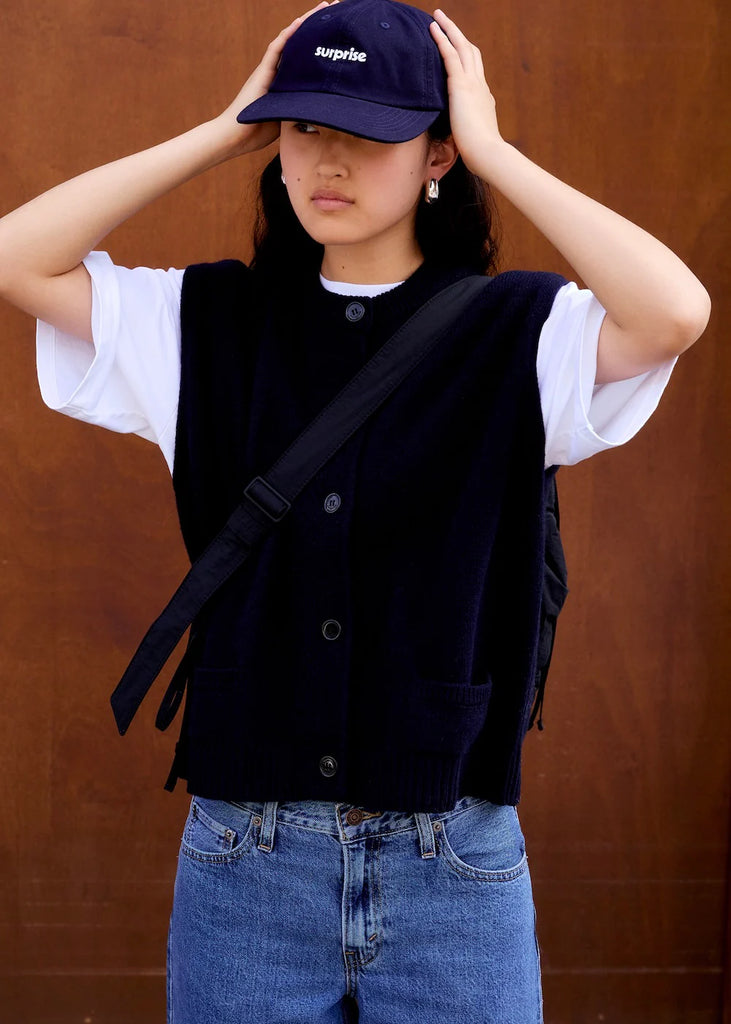 Margaux Sleeveless Cardigan (Navy) by surprise