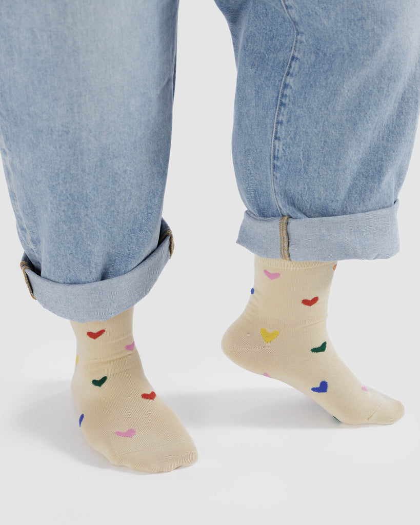 Crew Socks (Hearts) by Baggu