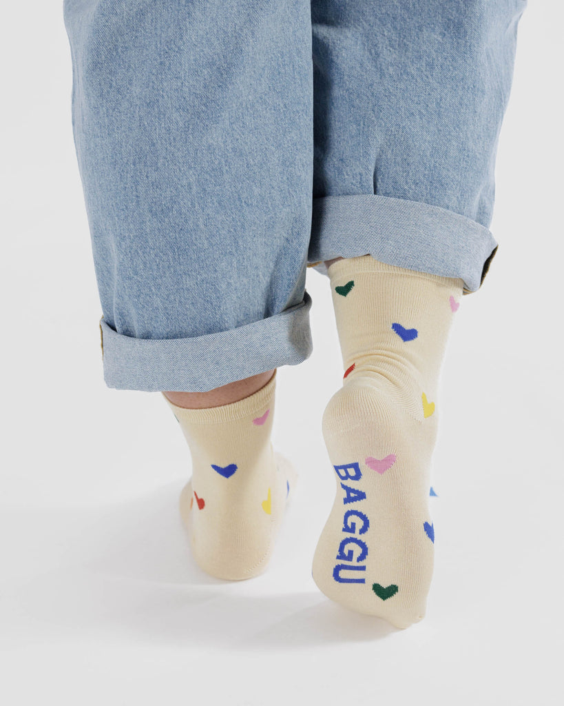 Crew Socks (Hearts) by Baggu