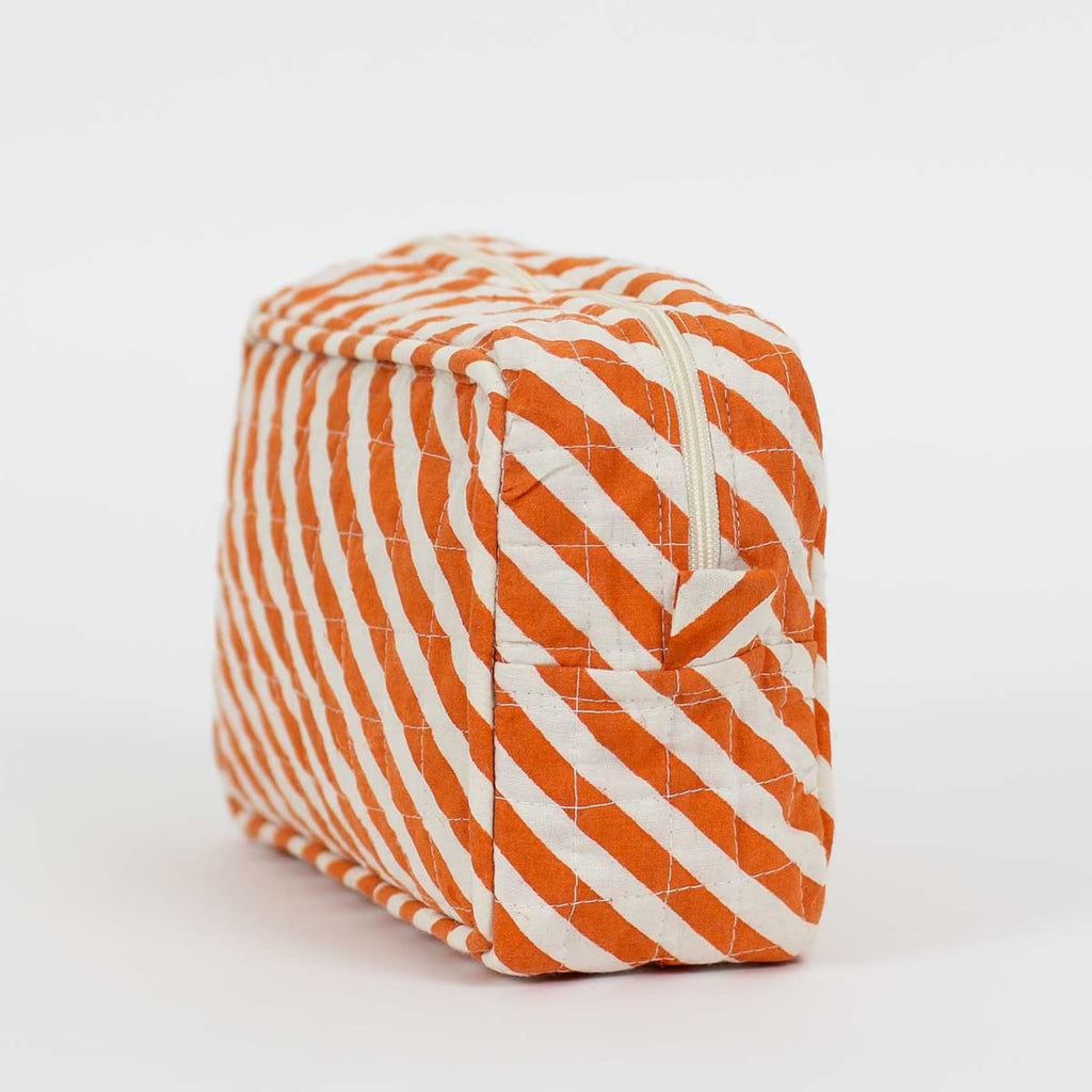 Medium Diagonal Toiletry Bag (Orange/White) by A World Of Craft