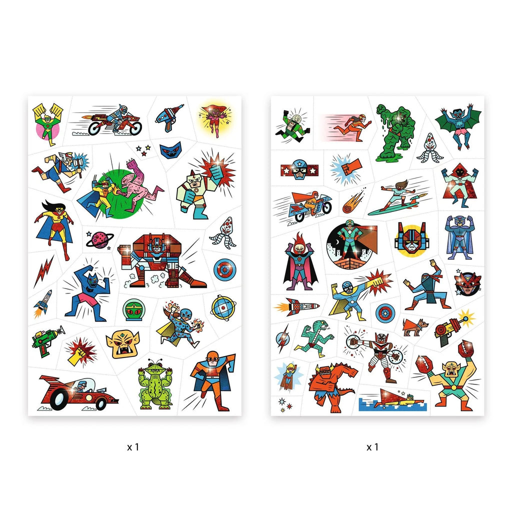 Kids Temporary Tattoos (Heroes vs Villains) by Djeco Toys