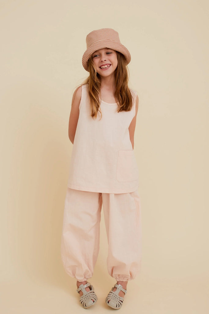 Sleeveless Washed Cotton Top (Light Pink) by OXOX CLUB