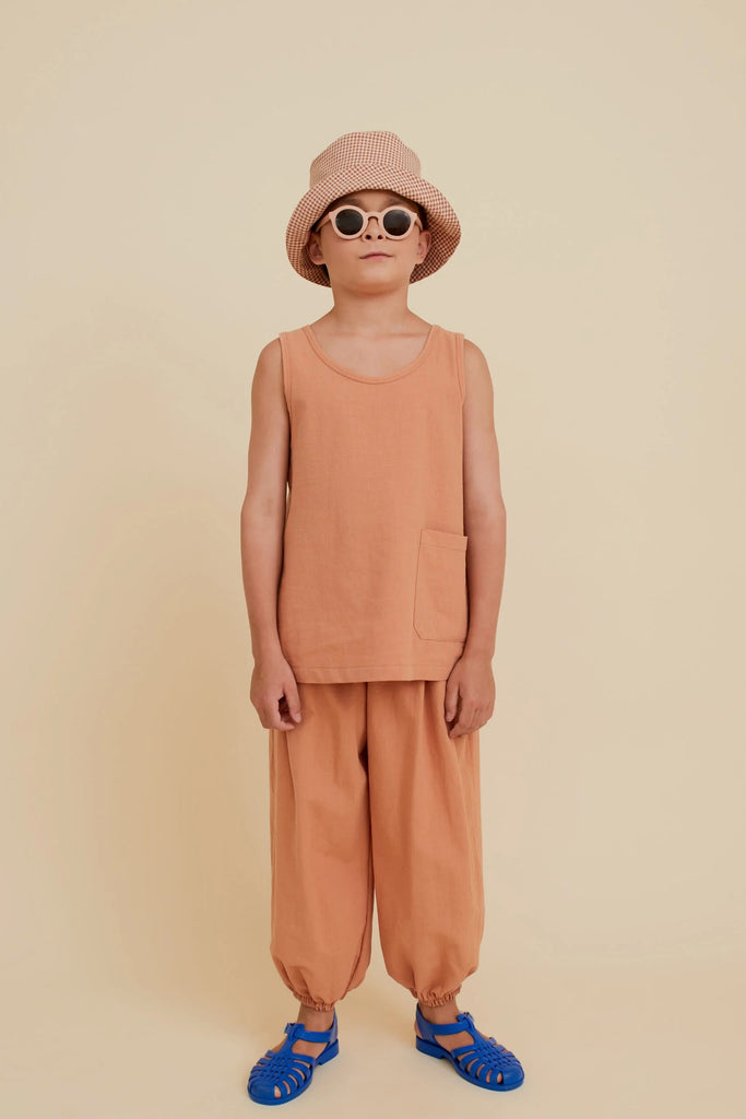 Sleeveless Washed Cotton Top (Terracotta) by OXOX CLUB