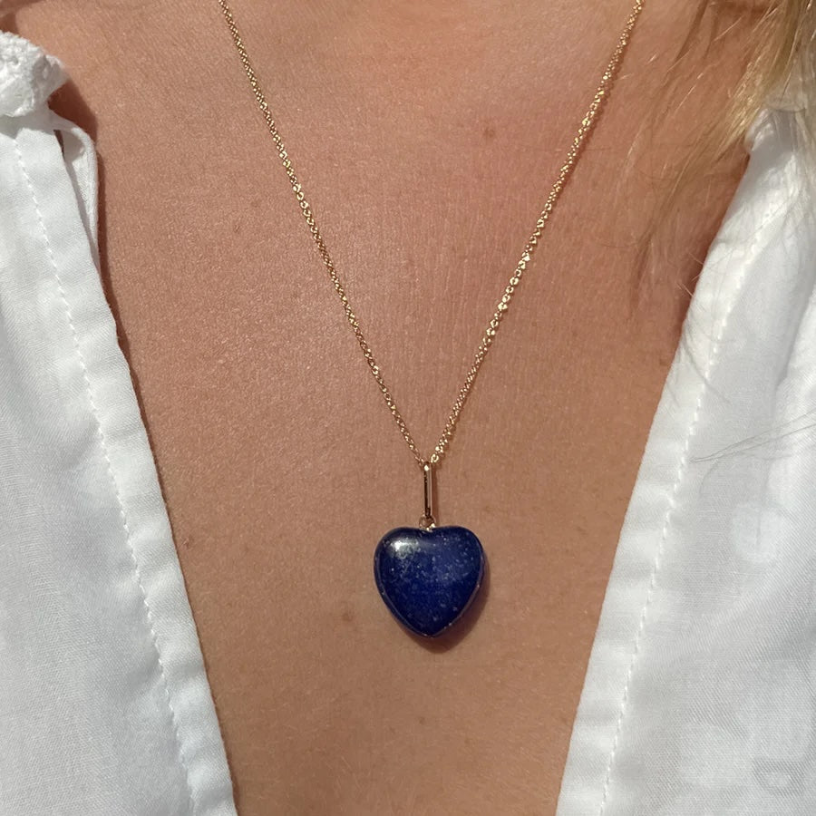 Gemma Lapis Heart Necklace by THATCH