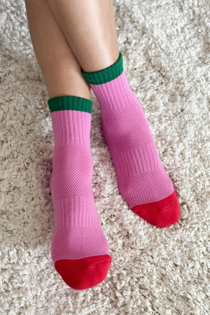 Color Block Girlfriend Socks (Rose/Green) by Le Bon Shoppe