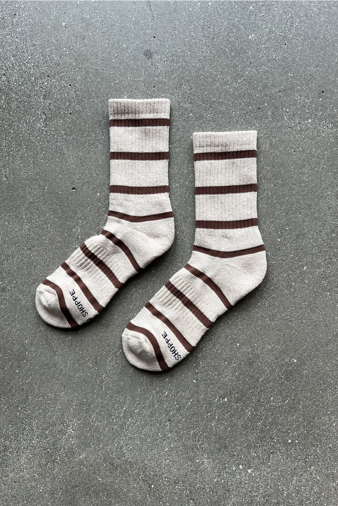 Striped Boyfriend Socks (Flax)