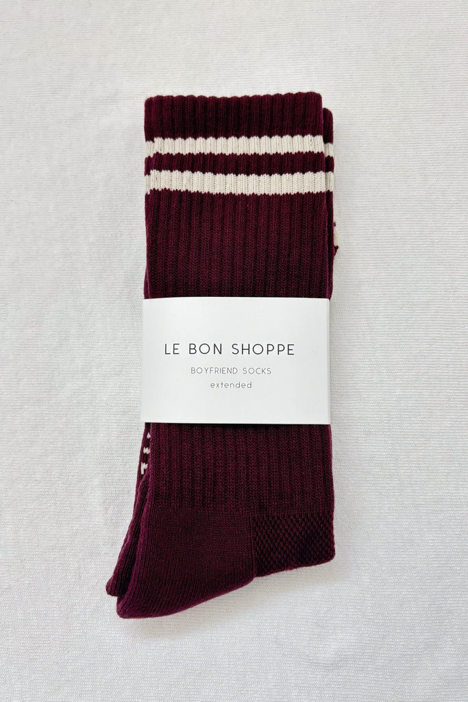 Extended Boyfriend Socks (Maroon) by Le Bon Shoppe